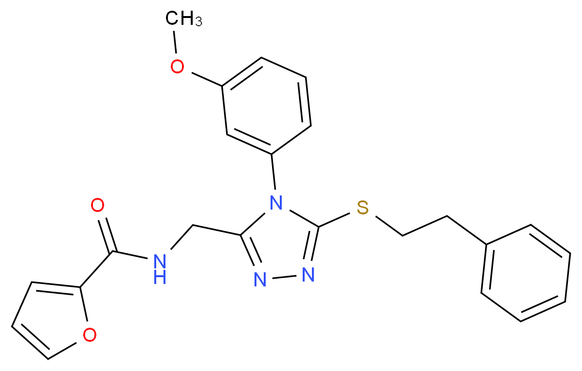 N-({4-(3-methoxyphenyl)-5-[(2-phenylethyl)thio]-4H-1,2,4-triazol-3-yl}methyl)-2-furamide_Molecular_structure_CAS_)