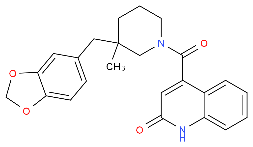 4-{[3-(1,3-benzodioxol-5-ylmethyl)-3-methylpiperidin-1-yl]carbonyl}quinolin-2(1H)-one_Molecular_structure_CAS_)