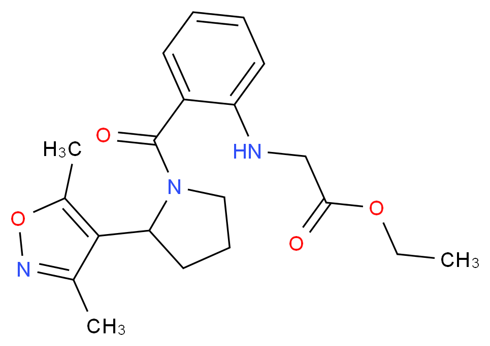 ethyl [(2-{[2-(3,5-dimethylisoxazol-4-yl)pyrrolidin-1-yl]carbonyl}phenyl)amino]acetate_Molecular_structure_CAS_)