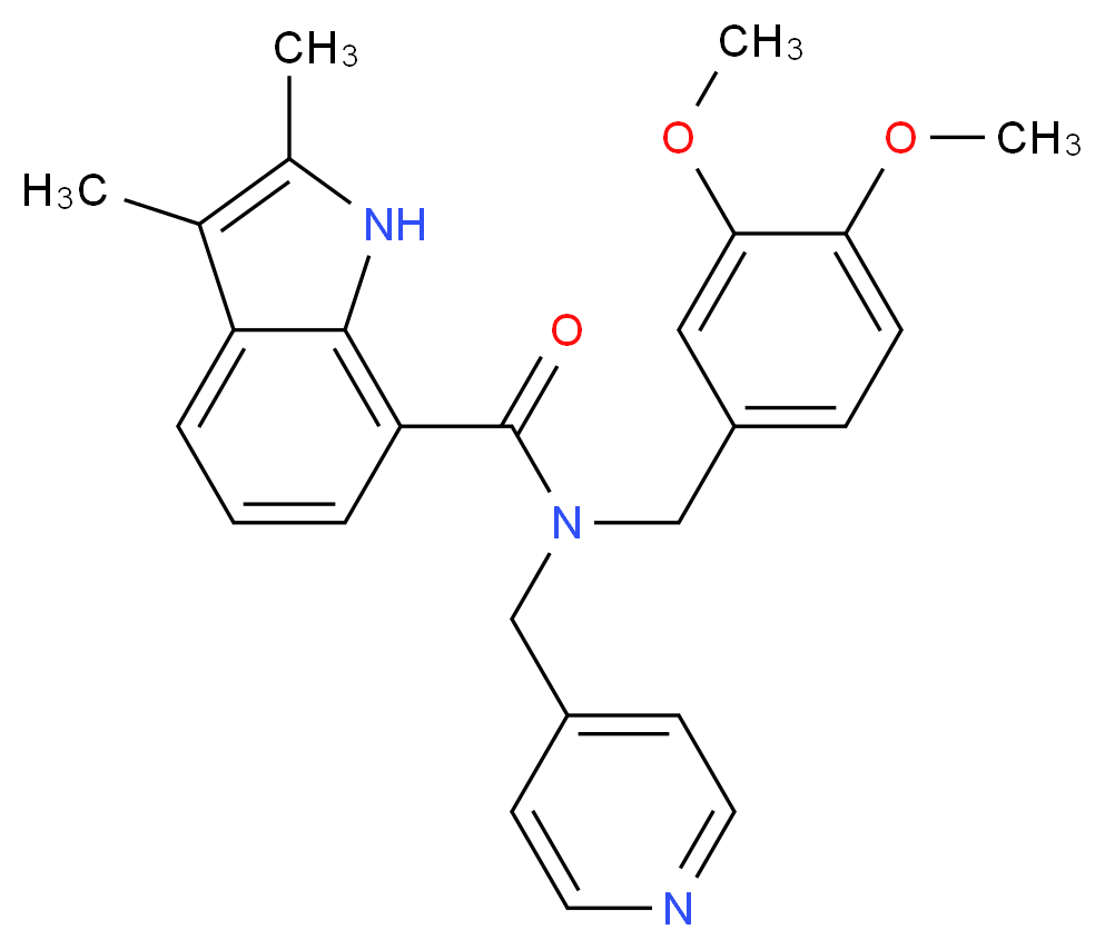N-(3,4-dimethoxybenzyl)-2,3-dimethyl-N-(4-pyridinylmethyl)-1H-indole-7-carboxamide_Molecular_structure_CAS_)