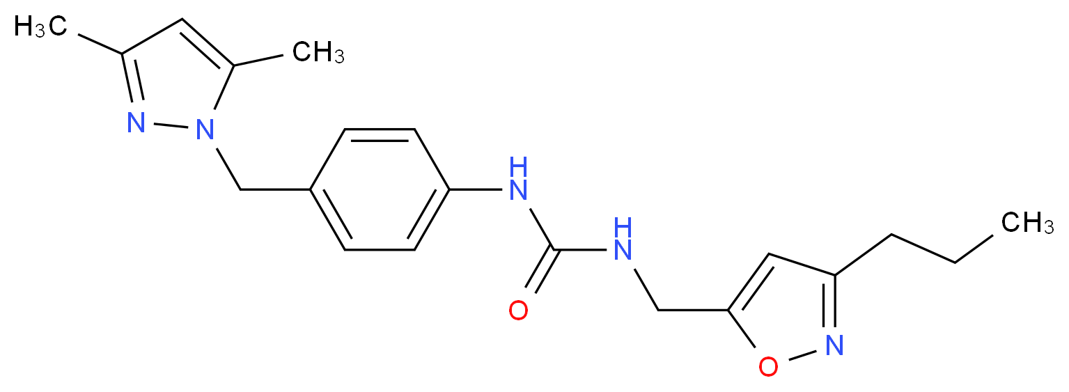 N-{4-[(3,5-dimethyl-1H-pyrazol-1-yl)methyl]phenyl}-N'-[(3-propylisoxazol-5-yl)methyl]urea_Molecular_structure_CAS_)