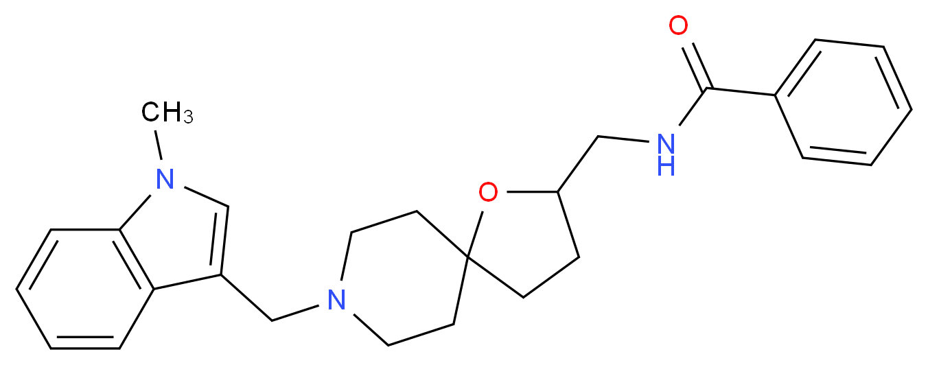 N-({8-[(1-methyl-1H-indol-3-yl)methyl]-1-oxa-8-azaspiro[4.5]dec-2-yl}methyl)benzamide_Molecular_structure_CAS_)