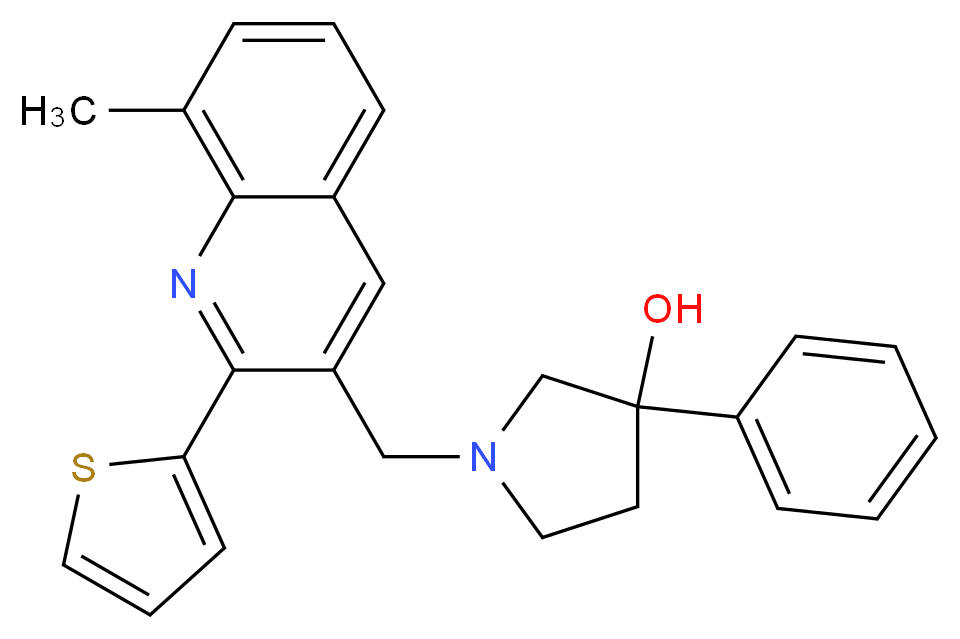 1-{[8-methyl-2-(2-thienyl)-3-quinolinyl]methyl}-3-phenyl-3-pyrrolidinol_Molecular_structure_CAS_)