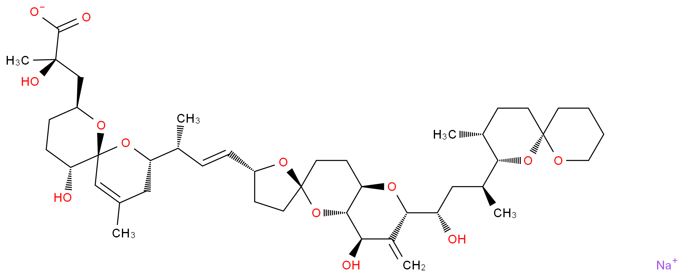 Okadaic acid sodium salt from Prorocentrum concavum_Molecular_structure_CAS_209266-80-8)