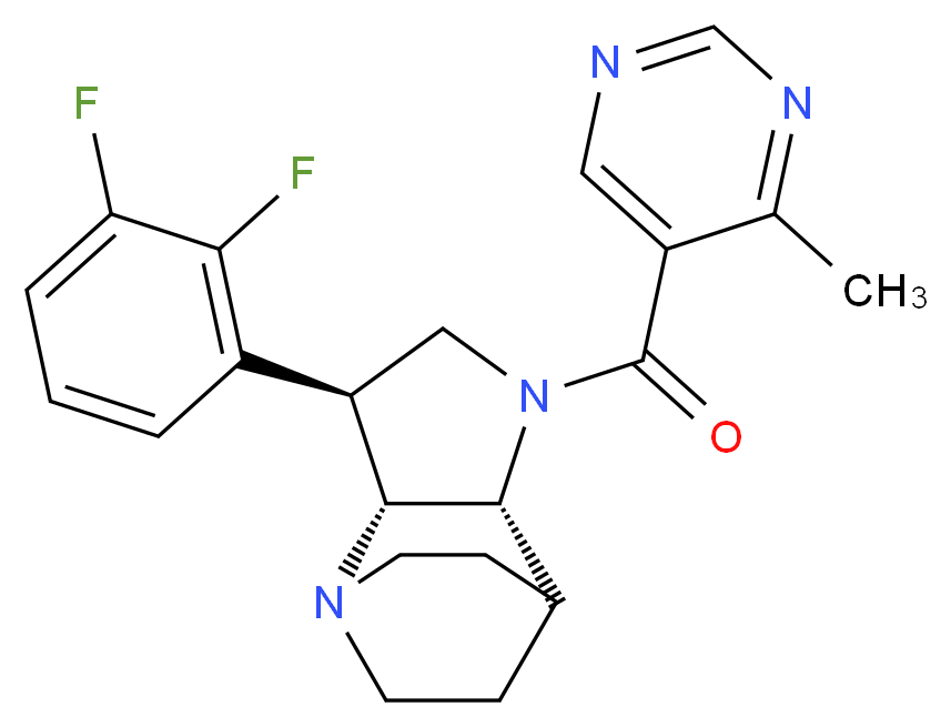 (3S*,3aR*,7aR*)-3-(2,3-difluorophenyl)-1-[(4-methylpyrimidin-5-yl)carbonyl]octahydro-4,7-ethanopyrrolo[3,2-b]pyridine_Molecular_structure_CAS_)