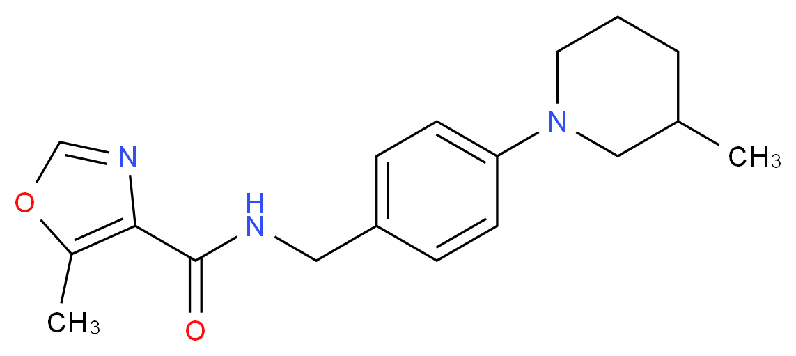 5-methyl-N-[4-(3-methylpiperidin-1-yl)benzyl]-1,3-oxazole-4-carboxamide_Molecular_structure_CAS_)