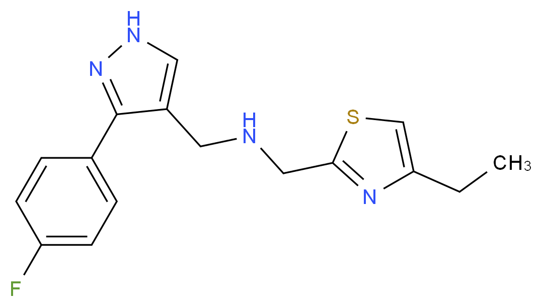 1-(4-ethyl-1,3-thiazol-2-yl)-N-{[3-(4-fluorophenyl)-1H-pyrazol-4-yl]methyl}methanamine_Molecular_structure_CAS_)