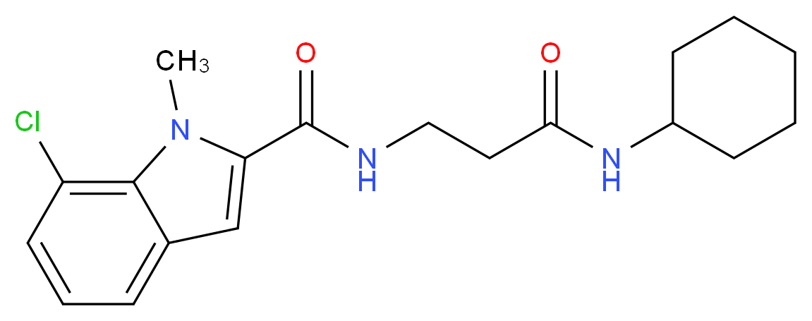 7-chloro-N-[3-(cyclohexylamino)-3-oxopropyl]-1-methyl-1H-indole-2-carboxamide (non-preferred name)_Molecular_structure_CAS_)