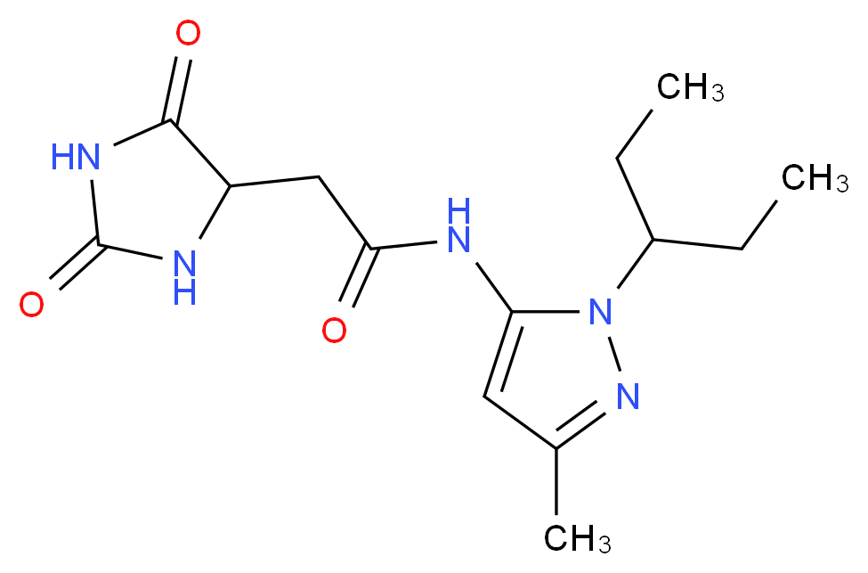 2-(2,5-dioxoimidazolidin-4-yl)-N-[1-(1-ethylpropyl)-3-methyl-1H-pyrazol-5-yl]acetamide_Molecular_structure_CAS_)
