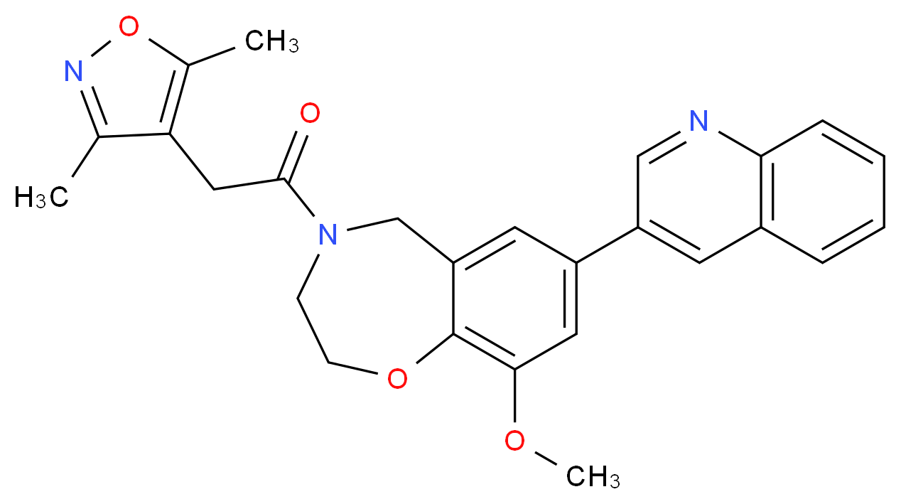 4-[(3,5-dimethyl-4-isoxazolyl)acetyl]-9-methoxy-7-(3-quinolinyl)-2,3,4,5-tetrahydro-1,4-benzoxazepine_Molecular_structure_CAS_)