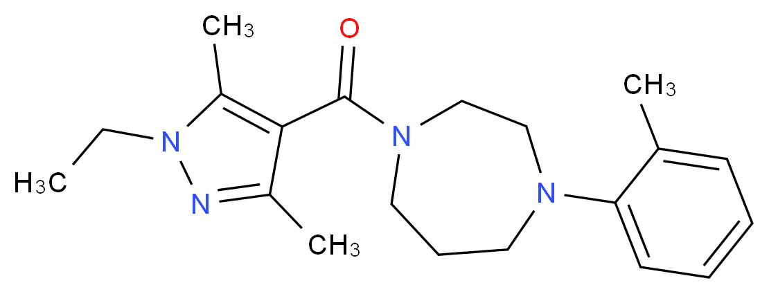 1-[(1-ethyl-3,5-dimethyl-1H-pyrazol-4-yl)carbonyl]-4-(2-methylphenyl)-1,4-diazepane_Molecular_structure_CAS_)