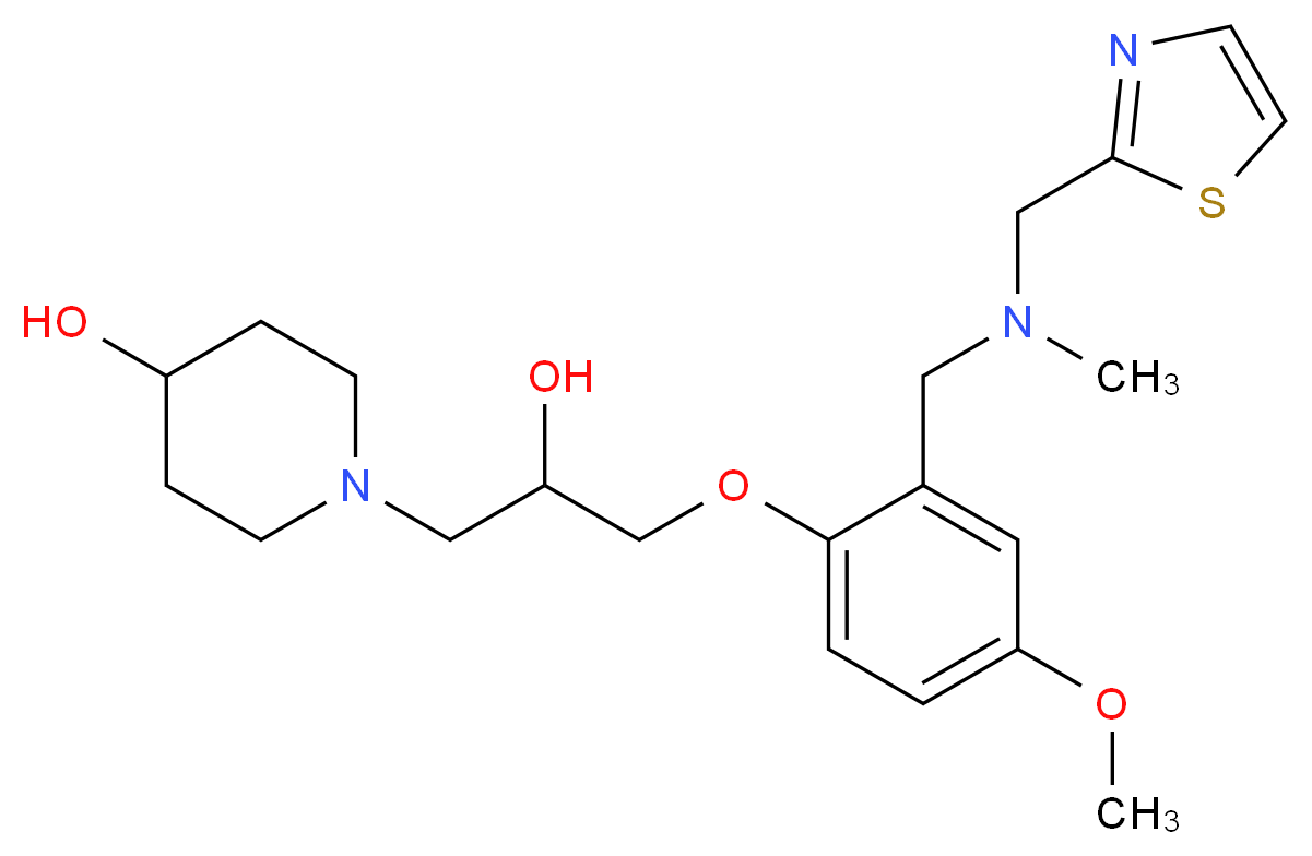 1-[2-hydroxy-3-(4-methoxy-2-{[methyl(1,3-thiazol-2-ylmethyl)amino]methyl}phenoxy)propyl]-4-piperidinol_Molecular_structure_CAS_)