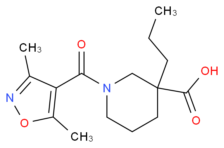 1-[(3,5-dimethylisoxazol-4-yl)carbonyl]-3-propylpiperidine-3-carboxylic acid_Molecular_structure_CAS_)