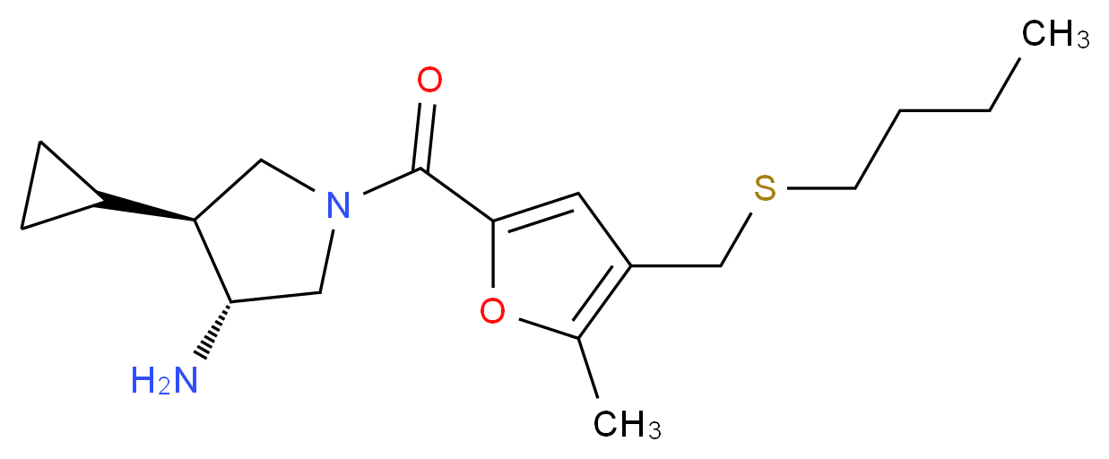 (3R*,4S*)-1-{4-[(butylthio)methyl]-5-methyl-2-furoyl}-4-cyclopropylpyrrolidin-3-amine_Molecular_structure_CAS_)