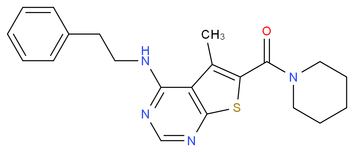 5-methyl-N-(2-phenylethyl)-6-(1-piperidinylcarbonyl)thieno[2,3-d]pyrimidin-4-amine_Molecular_structure_CAS_)