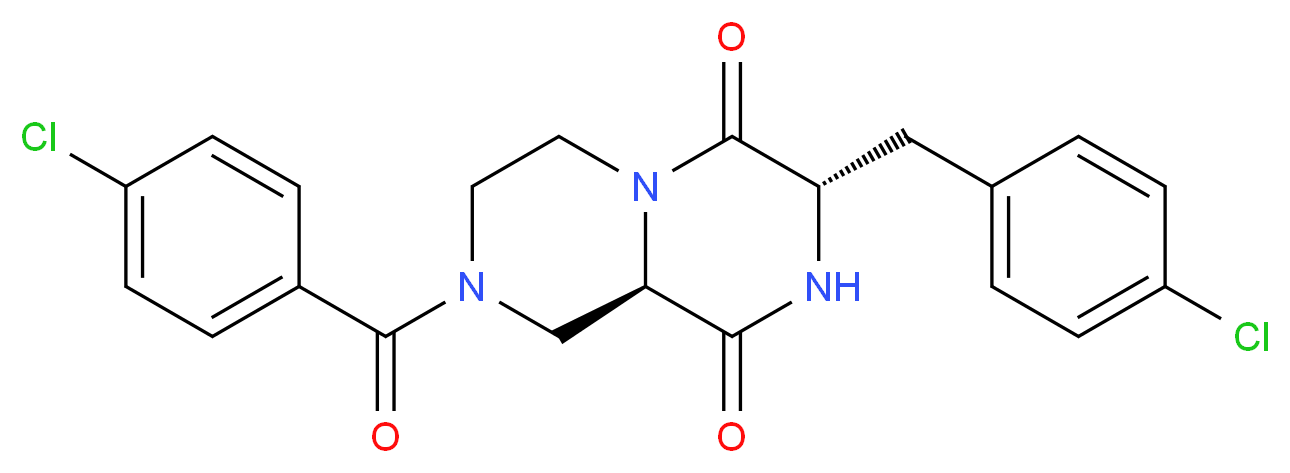 (3S,9aR)-8-(4-chlorobenzoyl)-3-(4-chlorobenzyl)tetrahydro-2H-pyrazino[1,2-a]pyrazine-1,4(3H,6H)-dione_Molecular_structure_CAS_)