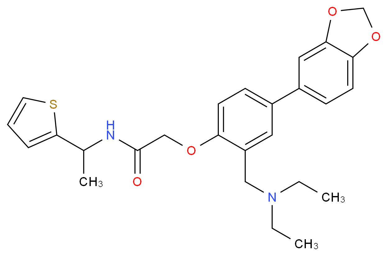 2-{4-(1,3-benzodioxol-5-yl)-2-[(diethylamino)methyl]phenoxy}-N-[1-(2-thienyl)ethyl]acetamide_Molecular_structure_CAS_)