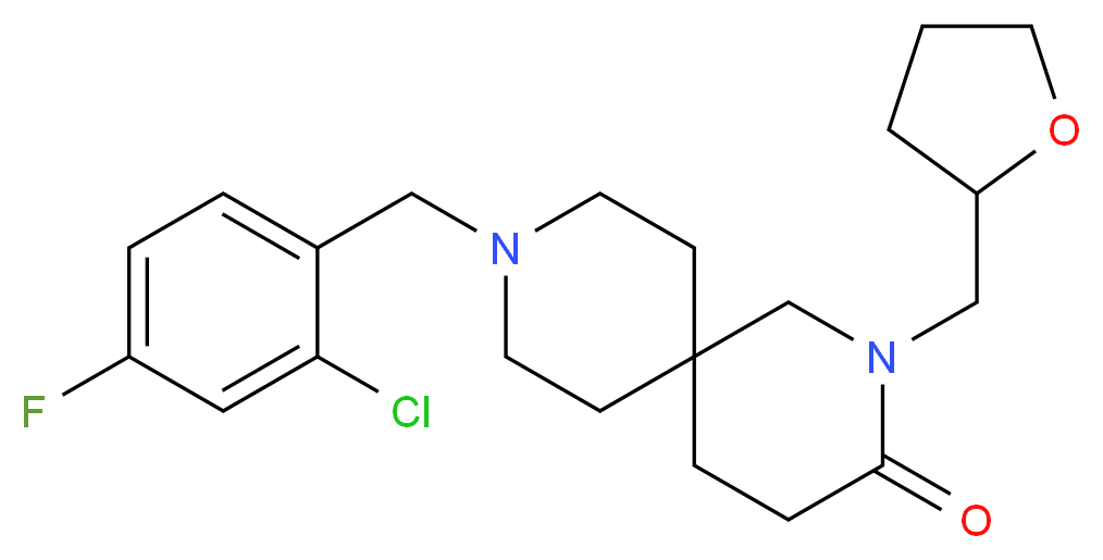 9-(2-chloro-4-fluorobenzyl)-2-(tetrahydrofuran-2-ylmethyl)-2,9-diazaspiro[5.5]undecan-3-one_Molecular_structure_CAS_)
