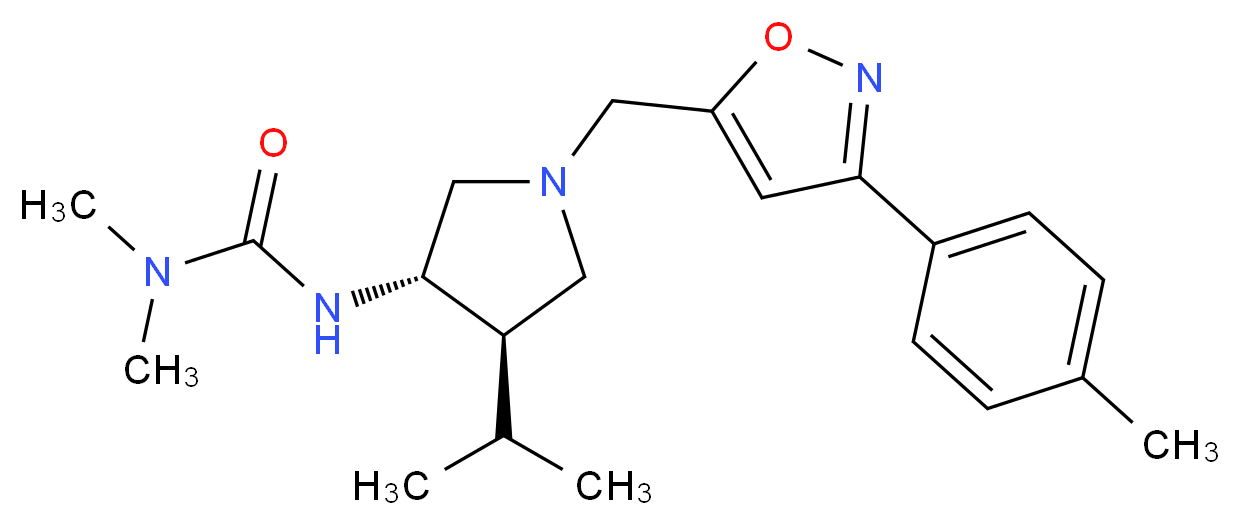 N'-((3S*,4R*)-4-isopropyl-1-{[3-(4-methylphenyl)isoxazol-5-yl]methyl}pyrrolidin-3-yl)-N,N-dimethylurea_Molecular_structure_CAS_)