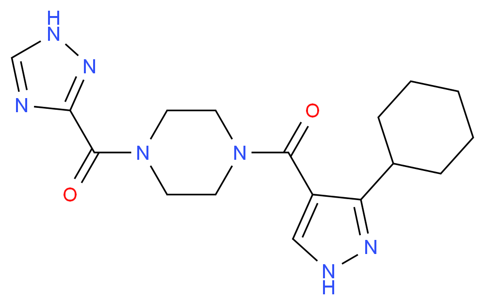 1-[(3-cyclohexyl-1H-pyrazol-4-yl)carbonyl]-4-(1H-1,2,4-triazol-3-ylcarbonyl)piperazine_Molecular_structure_CAS_)