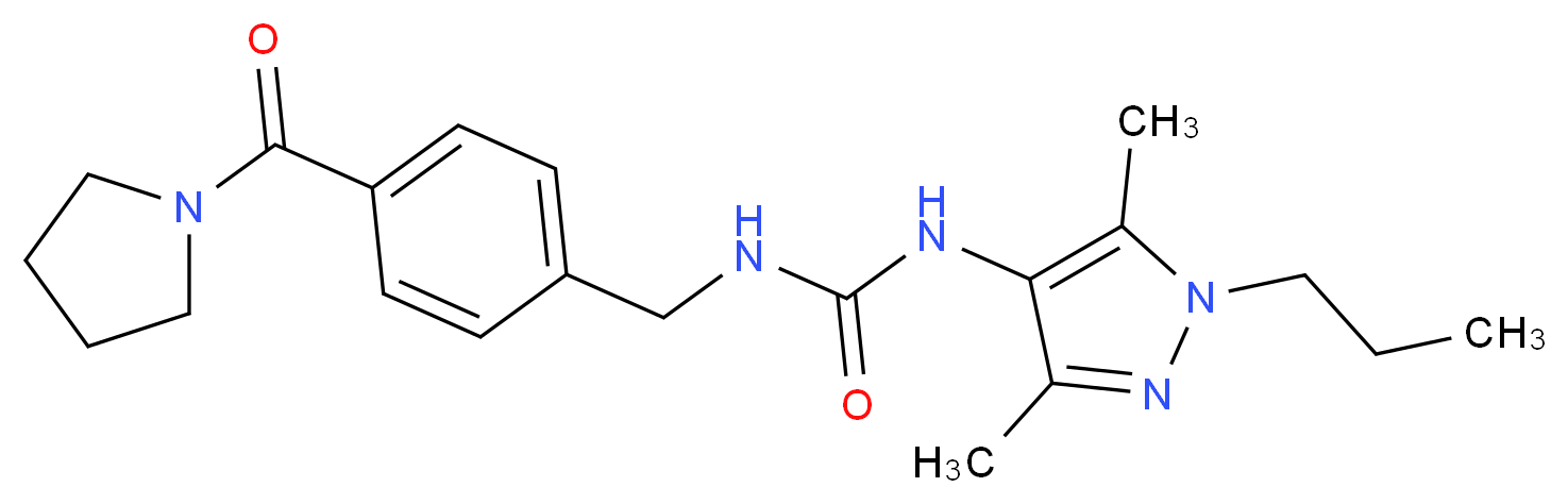 N-(3,5-dimethyl-1-propyl-1H-pyrazol-4-yl)-N'-[4-(pyrrolidin-1-ylcarbonyl)benzyl]urea_Molecular_structure_CAS_)