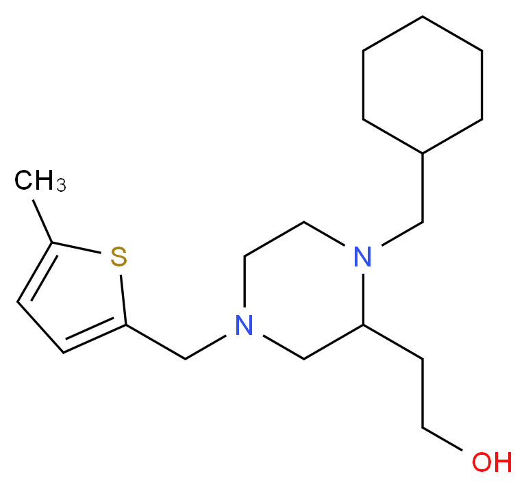 2-{1-(cyclohexylmethyl)-4-[(5-methyl-2-thienyl)methyl]-2-piperazinyl}ethanol_Molecular_structure_CAS_)