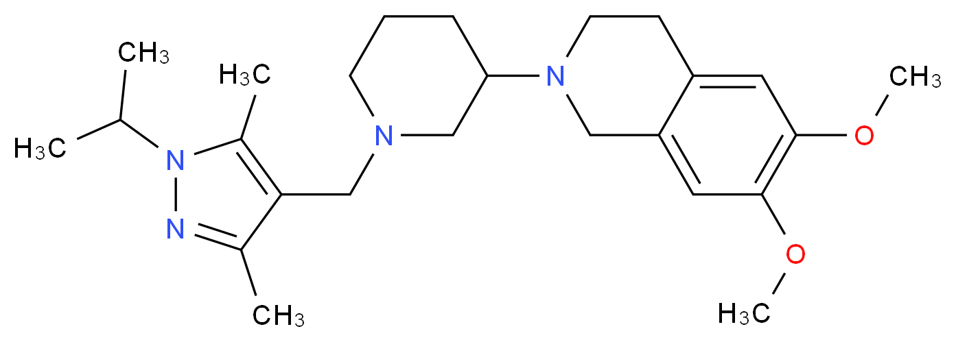 2-{1-[(1-isopropyl-3,5-dimethyl-1H-pyrazol-4-yl)methyl]-3-piperidinyl}-6,7-dimethoxy-1,2,3,4-tetrahydroisoquinoline_Molecular_structure_CAS_)