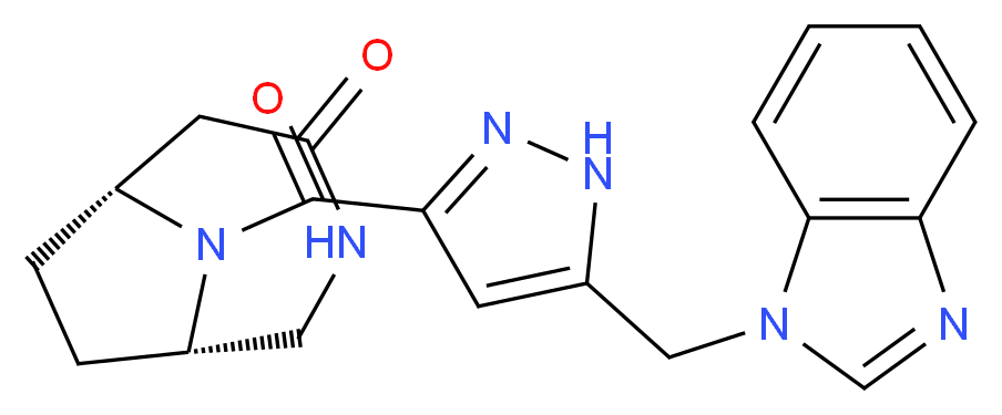 (1S*,6R*)-9-{[5-(1H-benzimidazol-1-ylmethyl)-1H-pyrazol-3-yl]carbonyl}-3,9-diazabicyclo[4.2.1]nonan-4-one_Molecular_structure_CAS_)