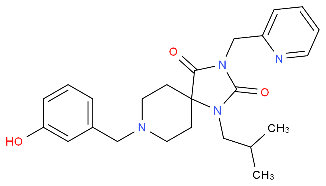8-(3-hydroxybenzyl)-1-isobutyl-3-(2-pyridinylmethyl)-1,3,8-triazaspiro[4.5]decane-2,4-dione_Molecular_structure_CAS_)