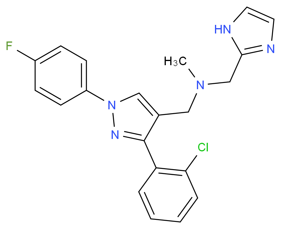 1-[3-(2-chlorophenyl)-1-(4-fluorophenyl)-1H-pyrazol-4-yl]-N-(1H-imidazol-2-ylmethyl)-N-methylmethanamine_Molecular_structure_CAS_)