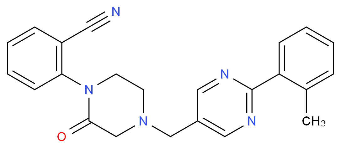 2-(4-{[2-(2-methylphenyl)-5-pyrimidinyl]methyl}-2-oxo-1-piperazinyl)benzonitrile_Molecular_structure_CAS_)