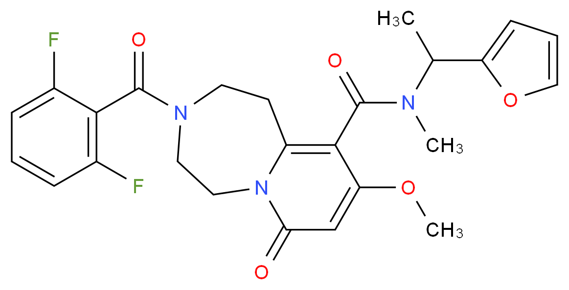 3-(2,6-difluorobenzoyl)-N-[1-(2-furyl)ethyl]-9-methoxy-N-methyl-7-oxo-1,2,3,4,5,7-hexahydropyrido[1,2-d][1,4]diazepine-10-carboxamide_Molecular_structure_CAS_)
