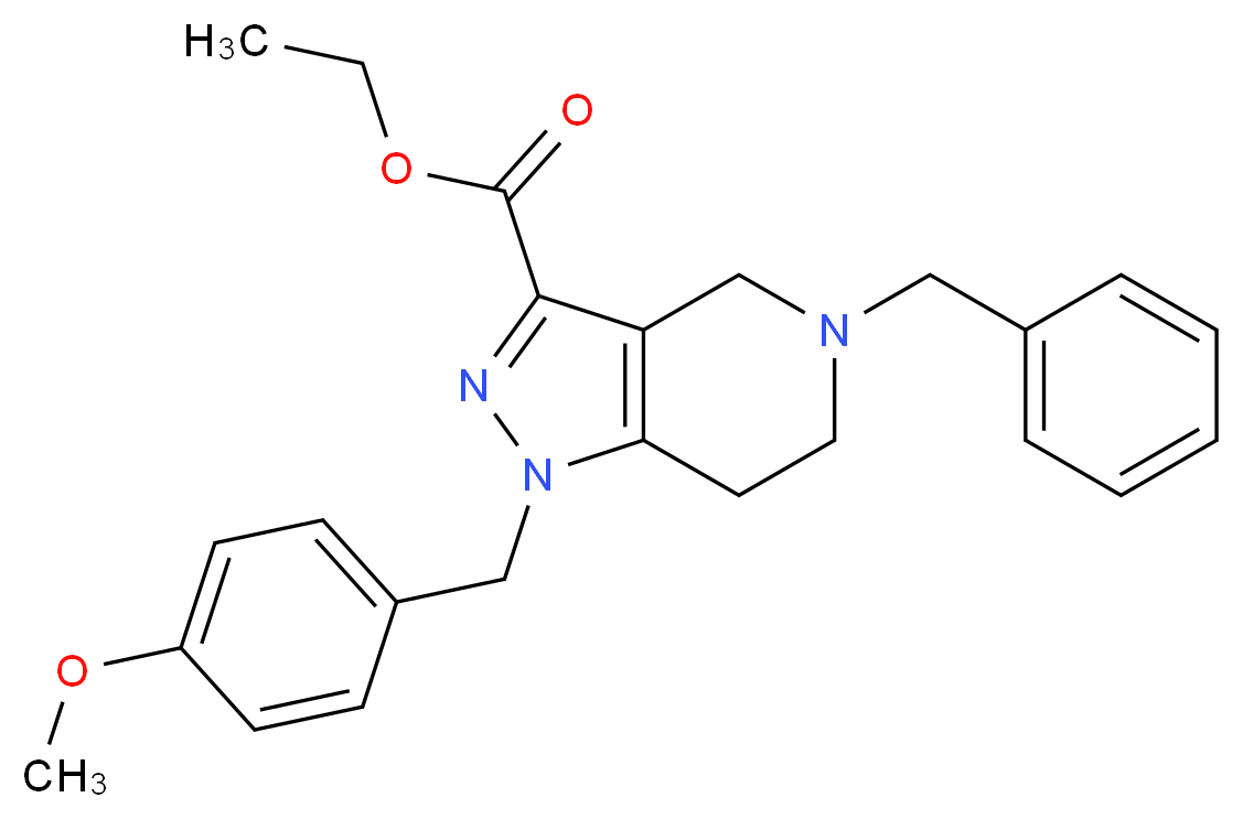 ethyl 5-benzyl-1-(4-methoxybenzyl)-4,5,6,7-tetrahydro-1H-pyrazolo[4,3-c]pyridine-3-carboxylate_Molecular_structure_CAS_)