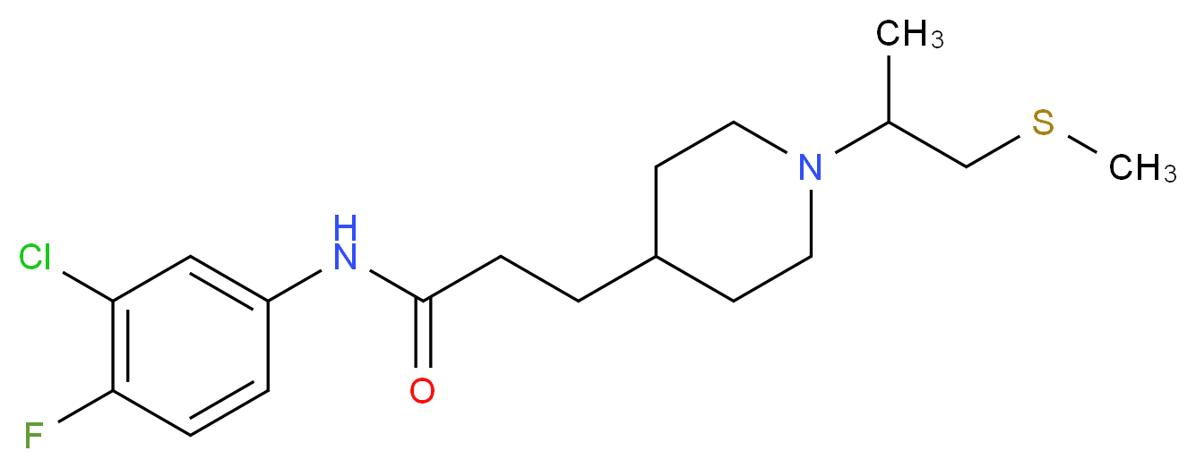 N-(3-chloro-4-fluorophenyl)-3-{1-[1-methyl-2-(methylthio)ethyl]-4-piperidinyl}propanamide_Molecular_structure_CAS_)
