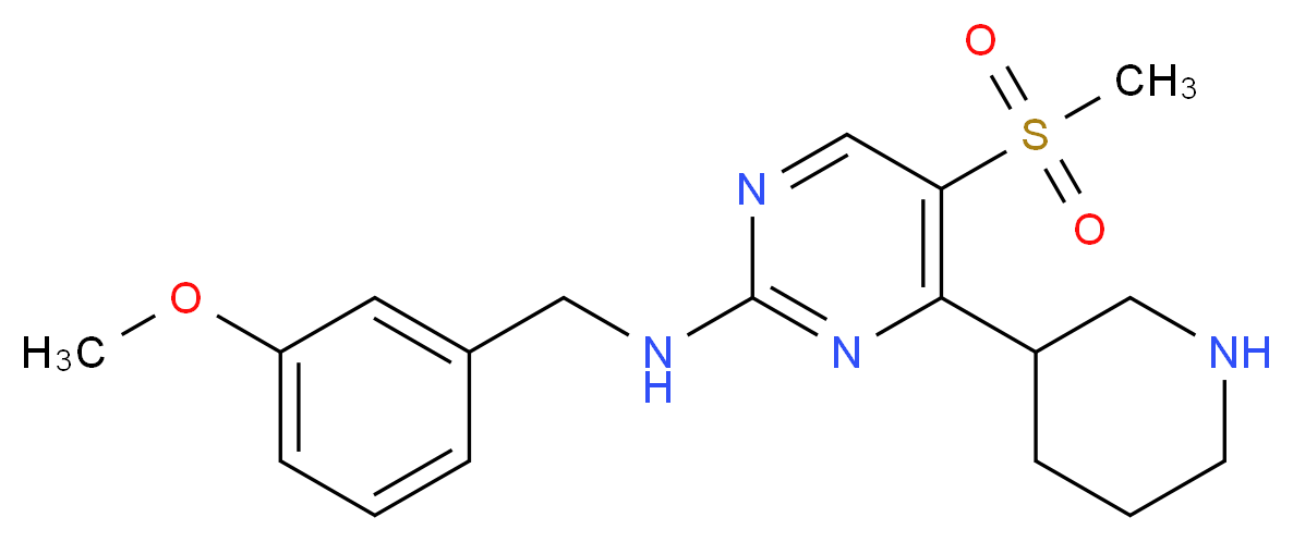 N-(3-methoxybenzyl)-5-(methylsulfonyl)-4-piperidin-3-ylpyrimidin-2-amine_Molecular_structure_CAS_)