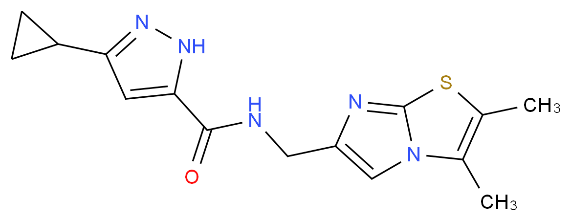 3-cyclopropyl-N-[(2,3-dimethylimidazo[2,1-b][1,3]thiazol-6-yl)methyl]-1H-pyrazole-5-carboxamide_Molecular_structure_CAS_)
