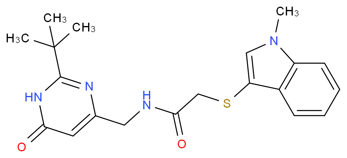 N-[(2-tert-butyl-6-oxo-1,6-dihydropyrimidin-4-yl)methyl]-2-[(1-methyl-1H-indol-3-yl)thio]acetamide_Molecular_structure_CAS_)