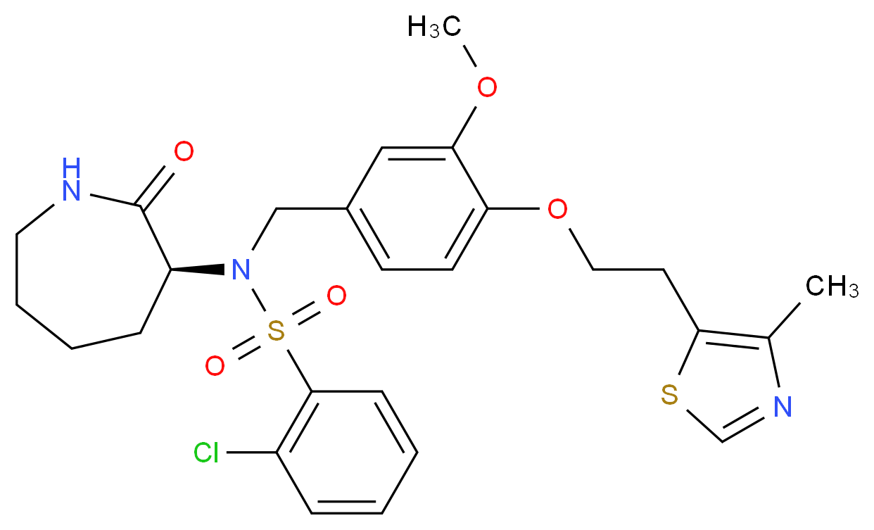 2-chloro-N-{3-methoxy-4-[2-(4-methyl-1,3-thiazol-5-yl)ethoxy]benzyl}-N-[(3S)-2-oxo-3-azepanyl]benzenesulfonamide_Molecular_structure_CAS_)
