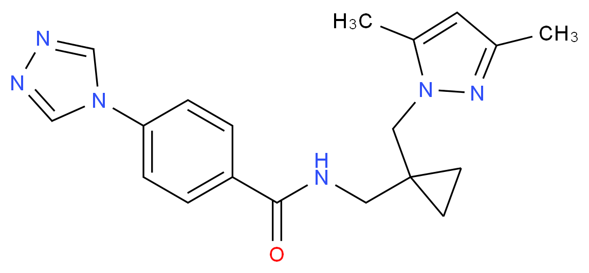 N-({1-[(3,5-dimethyl-1H-pyrazol-1-yl)methyl]cyclopropyl}methyl)-4-(4H-1,2,4-triazol-4-yl)benzamide_Molecular_structure_CAS_)