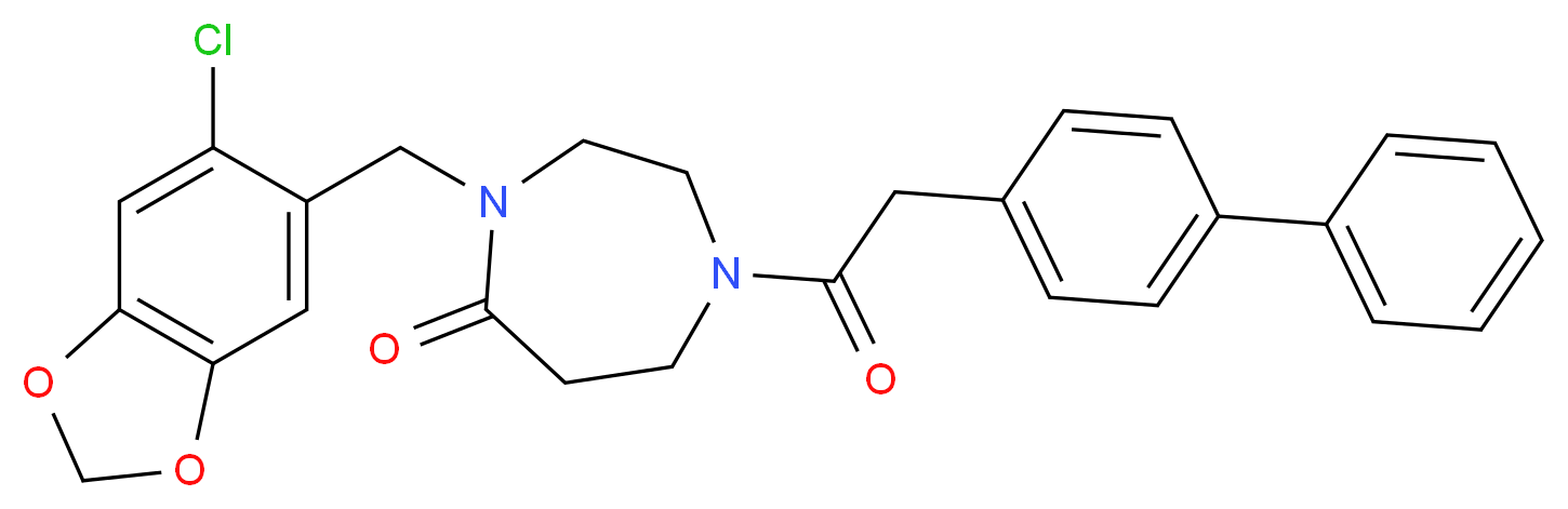 1-(4-biphenylylacetyl)-4-[(6-chloro-1,3-benzodioxol-5-yl)methyl]-1,4-diazepan-5-one_Molecular_structure_CAS_)