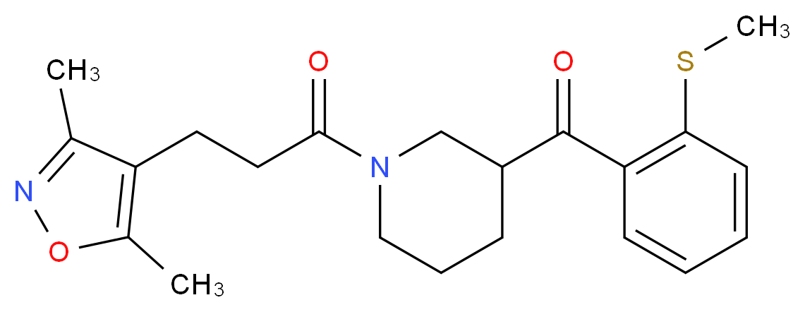{1-[3-(3,5-dimethyl-4-isoxazolyl)propanoyl]-3-piperidinyl}[2-(methylthio)phenyl]methanone_Molecular_structure_CAS_)
