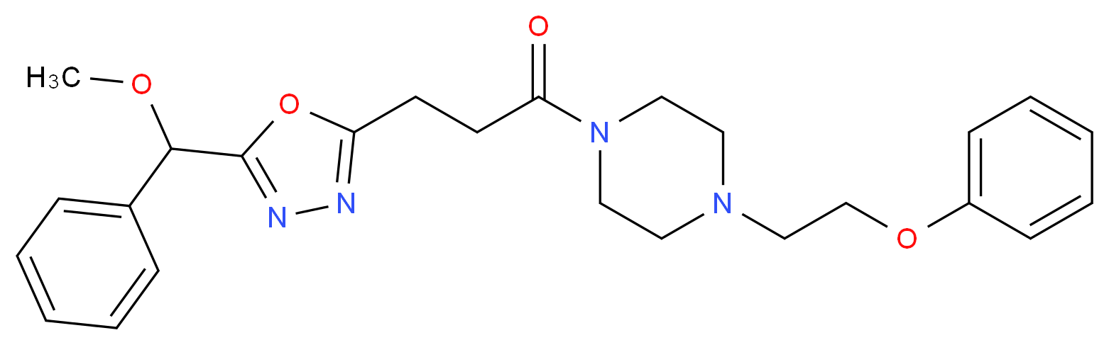 1-(3-{5-[methoxy(phenyl)methyl]-1,3,4-oxadiazol-2-yl}propanoyl)-4-(2-phenoxyethyl)piperazine_Molecular_structure_CAS_)