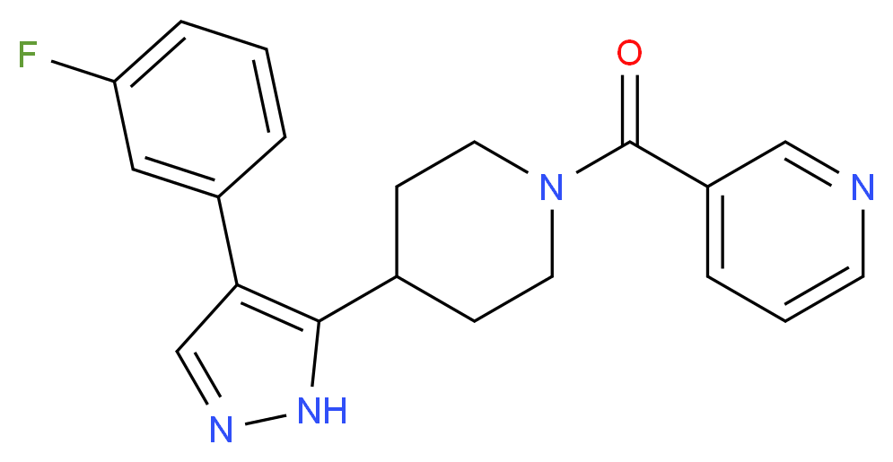 3-({4-[4-(3-fluorophenyl)-1H-pyrazol-5-yl]piperidin-1-yl}carbonyl)pyridine_Molecular_structure_CAS_)