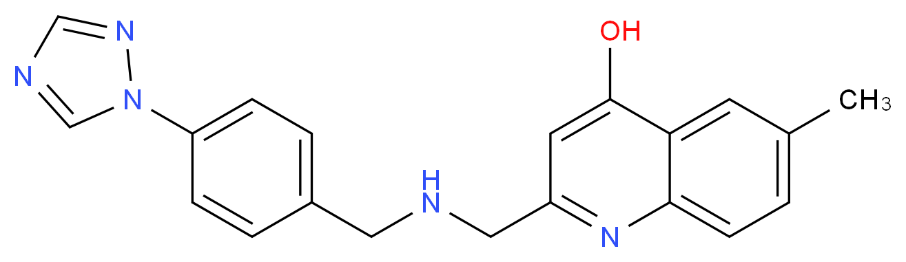 6-methyl-2-({[4-(1H-1,2,4-triazol-1-yl)benzyl]amino}methyl)quinolin-4-ol_Molecular_structure_CAS_)