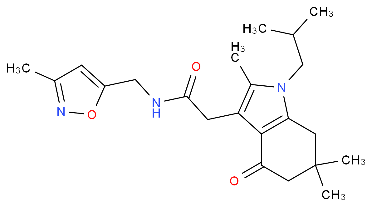 2-(1-isobutyl-2,6,6-trimethyl-4-oxo-4,5,6,7-tetrahydro-1H-indol-3-yl)-N-[(3-methylisoxazol-5-yl)methyl]acetamide_Molecular_structure_CAS_)