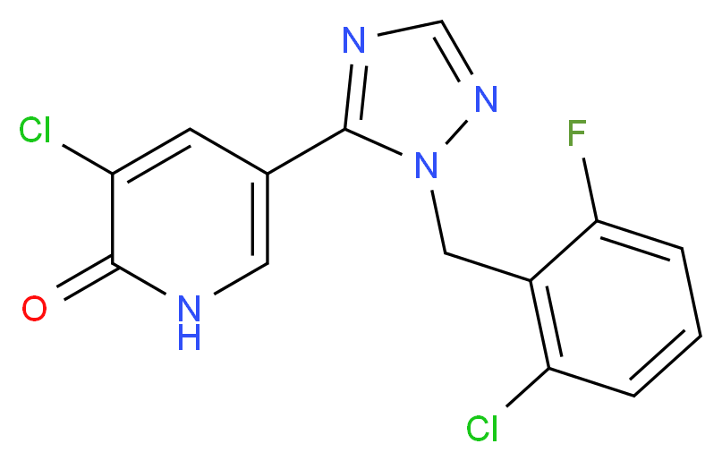 3-chloro-5-[1-(2-chloro-6-fluorobenzyl)-1H-1,2,4-triazol-5-yl]pyridin-2(1H)-one_Molecular_structure_CAS_)
