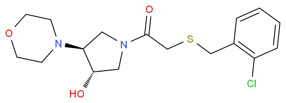 (3S*,4S*)-1-{[(2-chlorobenzyl)thio]acetyl}-4-morpholin-4-ylpyrrolidin-3-ol_Molecular_structure_CAS_)