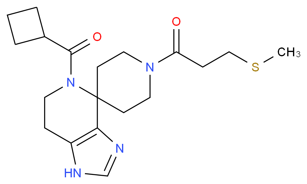 5-(cyclobutylcarbonyl)-1'-[3-(methylthio)propanoyl]-1,5,6,7-tetrahydrospiro[imidazo[4,5-c]pyridine-4,4'-piperidine]_Molecular_structure_CAS_)