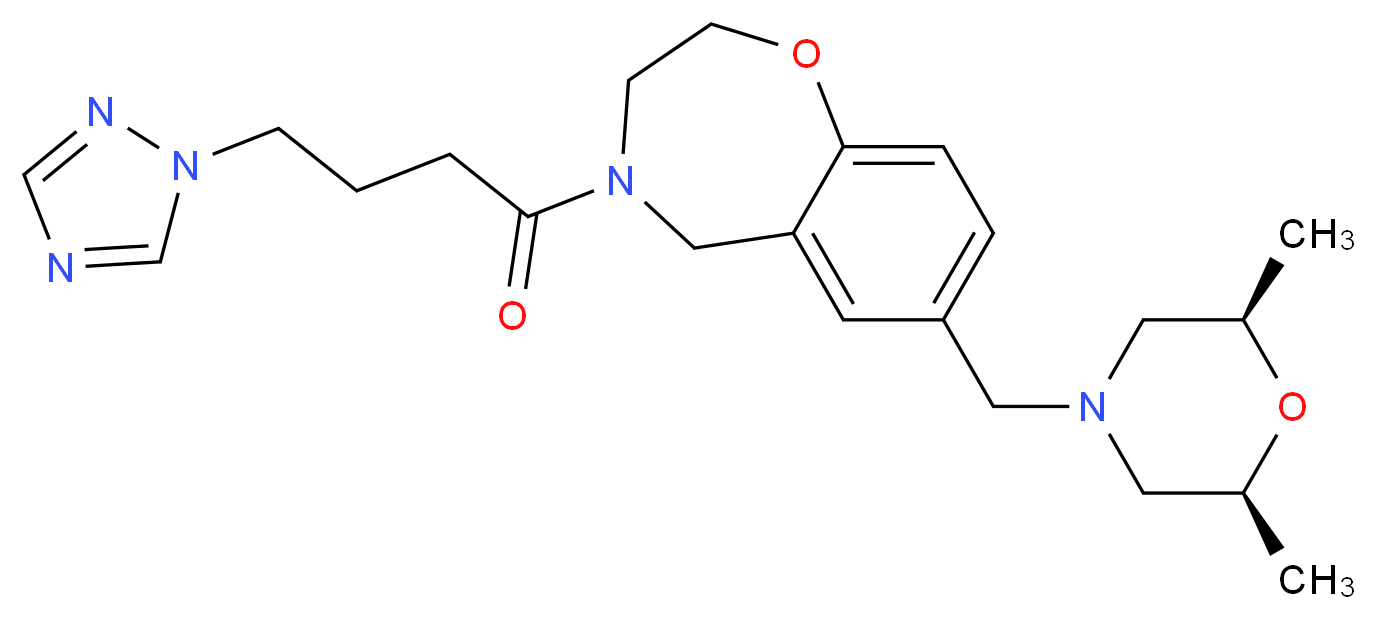 7-{[(2R*,6S*)-2,6-dimethyl-4-morpholinyl]methyl}-4-[4-(1H-1,2,4-triazol-1-yl)butanoyl]-2,3,4,5-tetrahydro-1,4-benzoxazepine_Molecular_structure_CAS_)