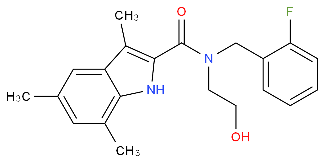 N-(2-fluorobenzyl)-N-(2-hydroxyethyl)-3,5,7-trimethyl-1H-indole-2-carboxamide_Molecular_structure_CAS_)